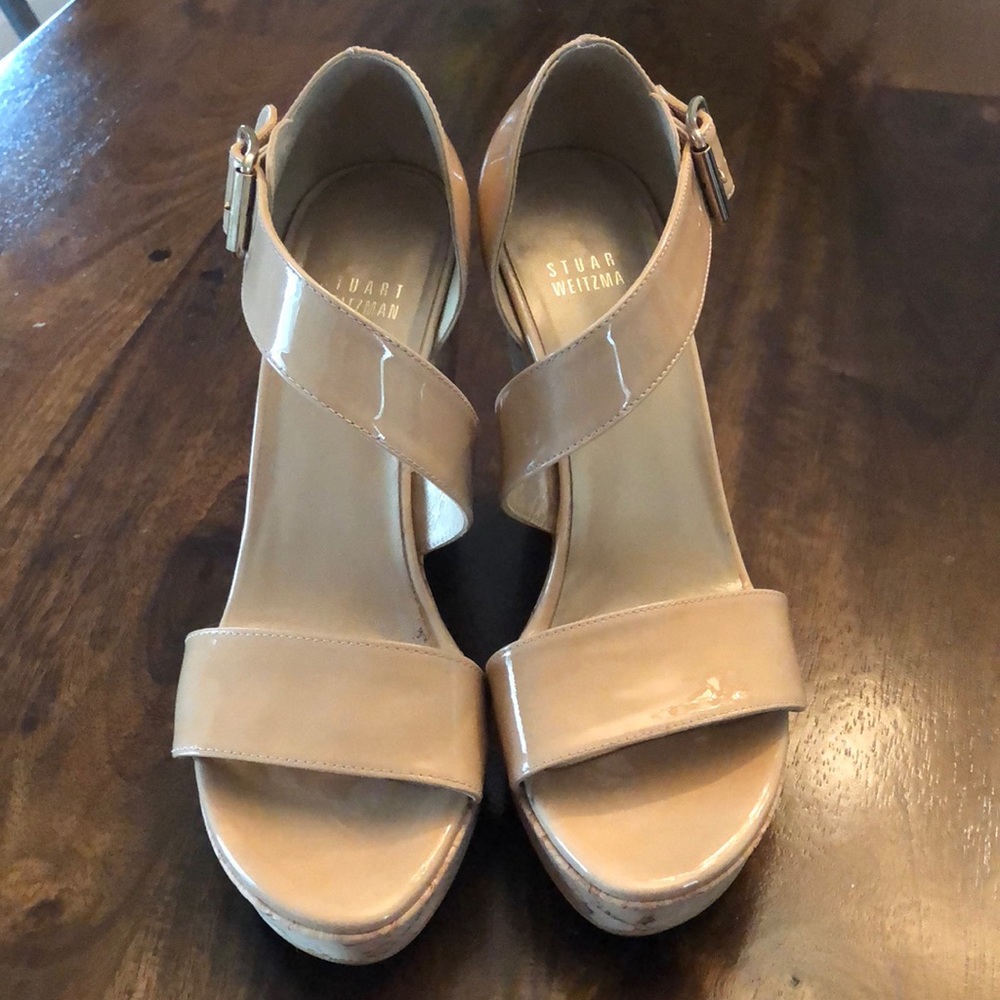Stuart Weitzman tan wedges